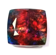 Natural 34 Ct Cushion Cut Multi-Color Ammolite Opal-Like Organic Gemstone 5DNV