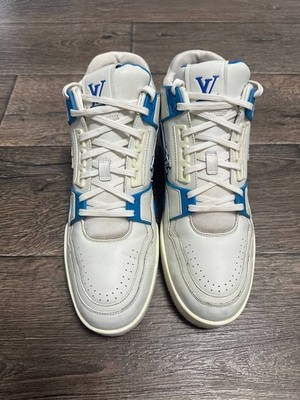 Louis Vuitton Men Trainer Azur White Blue High Top Sneakers sz10