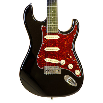 Tagima T-635 Classic ST Electric Guitar - Black w/Tortoise Pickguard