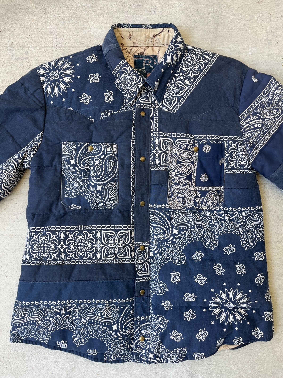 Visvim ICT Kerchief Down Jacket Blue Bandana Size… - image 2