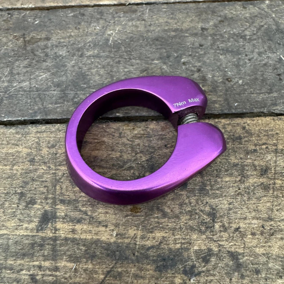 Abrazadera de tija de sillín anodizada púrpura 32 mm para Gary Fisher Rig MTB cuello violeta Foto 2 de 4