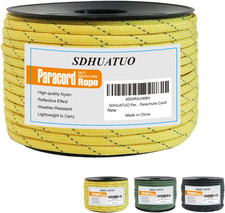 Paracord Rope 100FT, 550Lb Type III Nylon Parachute Cord 7-Strand Core with Refl