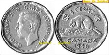 CANADA 1946 CANADIAN BEAVER NICKEL KING GEORGE VI VINTAGE RARE 5 CENT COIN