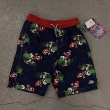 Super Mario Galaxy Movie Yoshi Swim Trunks Boys Large UPF 50 Swim Shorts NWT