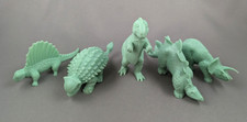 Marx Dinosaurs Mint Green Plastic Vtg 1970s Prehistoric Playset Figures Lot of 5