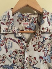 Vintage 100 Rayon Loop Collar Hawaiian Camp Shirt Japanese Care Label South Sea