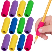 12 Count Ergonomic Foam Pencil Grip Assorted Colors Soft Comfortable Hands