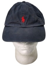 Polo By Ralph Lauren Black With Red Pony Strapback Adjustable Cap Hat