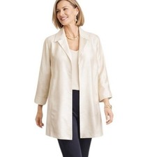 NWT Chico  s Subtle Sheen Topper Jacket Natural Cream Size 3 or XL