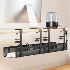  Upgraded 2 Pack Cable Management Under Desk 2 Upgraded Mesh , Black