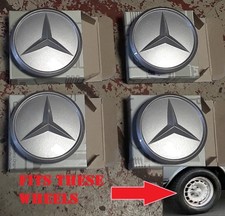 Set 4 New Genuine Mercedes Center Caps Bundt Rims Wheels W123 R107 116 126 Set 4 New Genuine Mercedes Center Caps Bundt Rims Wheels W123 R107 116 126