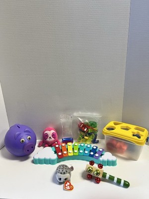 Kids Toy Lot Xylophone Shape Sorter Piggy Bank Plush TY Learning Toys Bundle