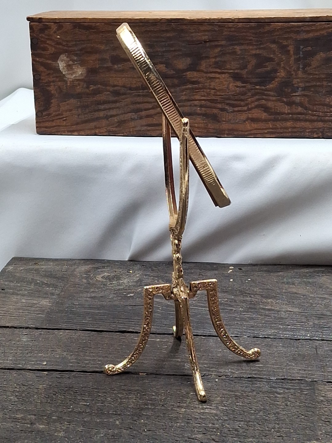 Dollhouse Miniature 8 3/4" Cheval Mirror Brass Ornate Cherubs Well Made Vintage