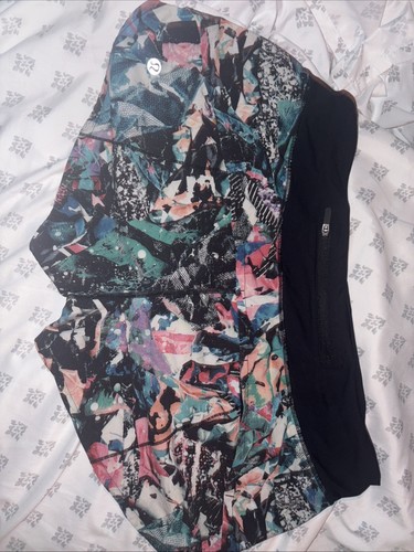 Lululemon Speed Up 2.5 Running Shorts Lined Size 8 Multicolored Back Zip Pocket - Picture 2 of 6