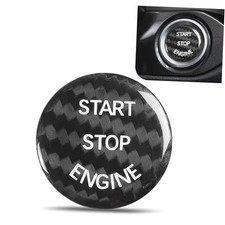 Car Push Start Button Cover, Engine Start Button 1 PC Carbon Fiber Black