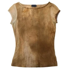 Y2K WET SEAL SPARKLY SEMI SHEER CAP SLEEVE TEE