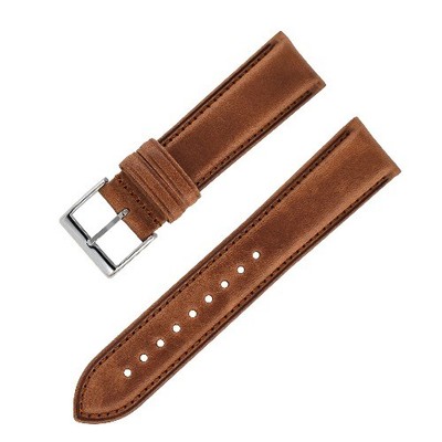 Men's Pin Buckle Watch Strap Plain Oily Waxed Genuine Leather Wrist Band 18-24mm