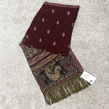 Classic Bohemian Pashmina Scarf Shawl Wrap 68 x 28” Paisley Burgundy Black