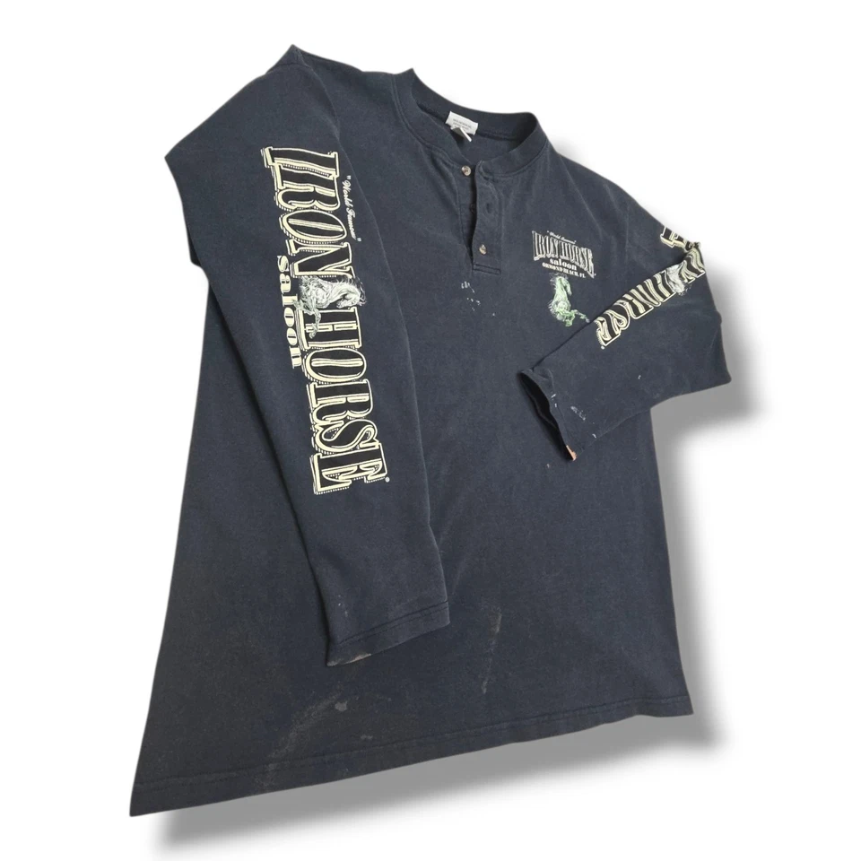 Camisa Henley Motociclista Manga Larga Iron Horse Sedán Semana 2005 De Colección Y2k Bike L Foto 2 de 4