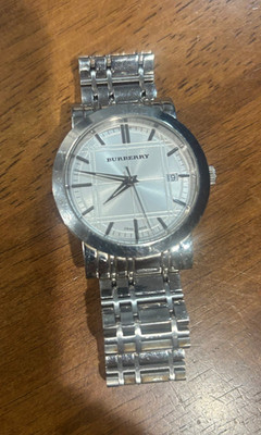 Burberry BU1350 MEN'S WHITE FACE 50MM WATCH (STAINLESS STEAL WHITE)USED
