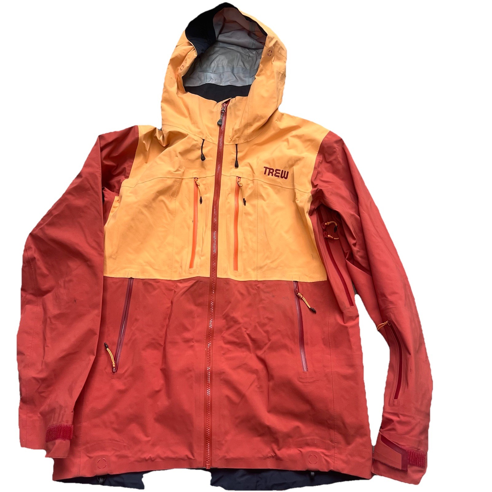 Trew Gear Cosmic Men Medium Ski Snowboard Hood Winter Jacket Orange Color Block