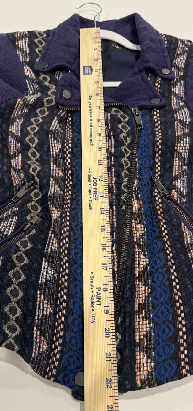 Zara Basic Medium Purple Aztec Full Zip Collared … - image 8