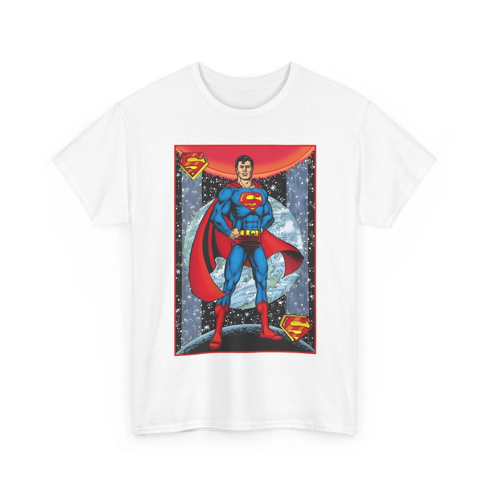 Superman T-Shirt - George Perez Justice League Postcard Art - DC Comics - 1980s