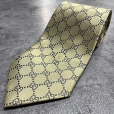 【GUCCI】Gucci Logo GG Pattern Tie, 100% Silk, Men's, Made in Italy, Beige...