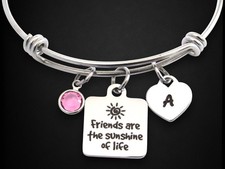 Personalized Friend Charm Bracelet w/ Initial, Friends are the Sunshine of Life