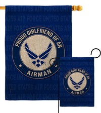 Proud Girlfriend Airman Burlap Garden Flag Air Force Armed Forces Yard Banner