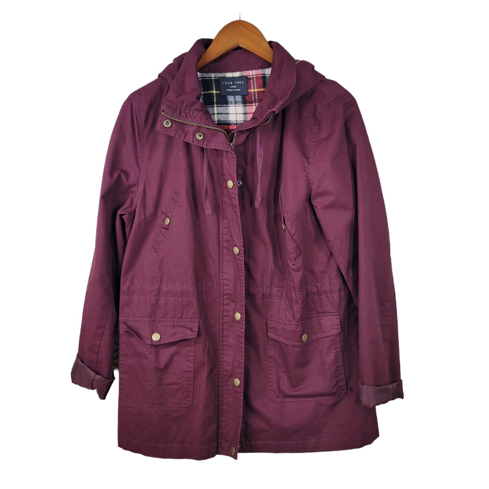 VETEMENTS Giacca Love Tree peso medio zip anorak Feild taglia large rosso mattone casual con cappuccio