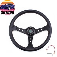 350mm 14inch Deep Dish Racing Car Steering Wheel 6 Bolt With Horn Button Black 350mm 14inch Deep Dish Racing Car Steering Wheel 6 Bolt With Horn Button Black