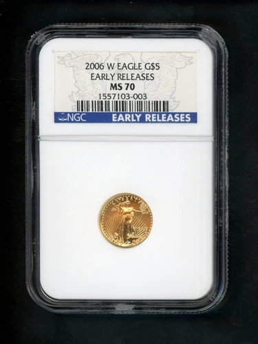 2006 W US 1/10 oz Gold American Eagle $5 NGC MS70 Early Releases BURNISHED UNC