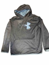 Under Armour Youth Hoodie Boys YXL Blue Gray Pullover ColdGear UA Logo - FLAW