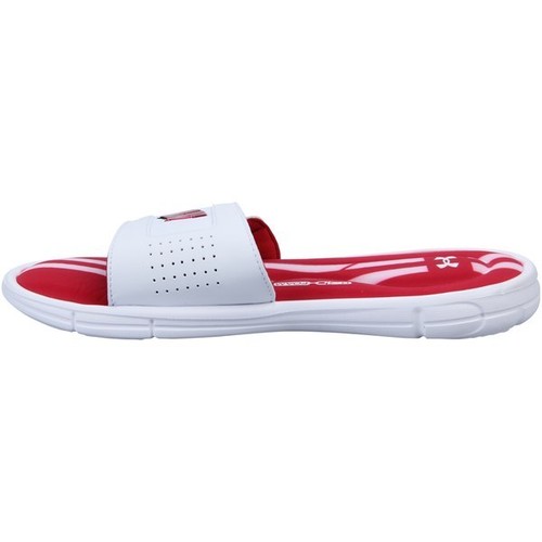 Under Armour Ignite V 5 sz 14 Wisconsin Badgers Slides Flip Flops Red White - Picture 2 of 4