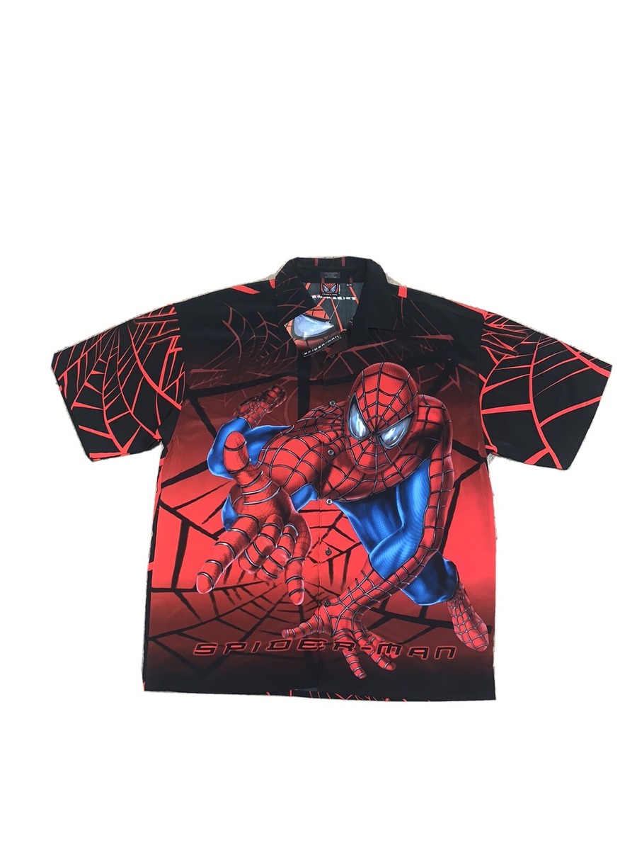 NWT Vtg 2002 Spider-Man Marvel Shirt Movie Comic Book Hawaiian