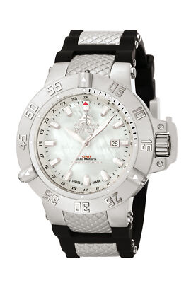 Invicta Men's 0737 Subaqua Noma III GMT White Mother-Of-Pearl Black Rubber Watch