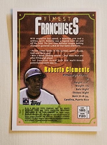 Roberto Clemente/OF Pirates | 2023 feinste Rückblenden ""Franchises"" Gold SP #185 - Bild 2 von 7