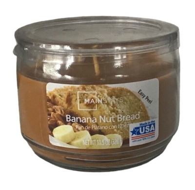 Mainstays Banana Nut Bread Candle 3 Wick 11.5 Oz Soy Wax New