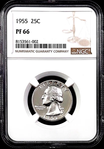 1955 Proof Washington Quarter certified PF 66 by NGC! sku 61002