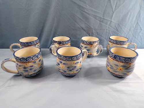 Set of 7 Tara Temptations Old World Blue Coffee Mugs