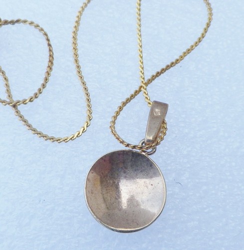 collier pendentif plaqué or 18k et argent poinçon rond relief 761 - Picture 4 of 4