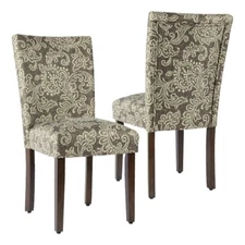 HomePop 21" Fabric Dining Chair in Brown Jacobean Print (Set of 2)