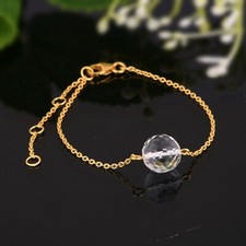 Clear Ball Crystal Quartz Bracelet 925 Silver Gold Plated Healing Bracelets