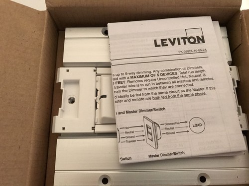 Leviton AWSMG-ICW Renoir II Master Dimmer Slide, new in open box - Picture 2 of 3