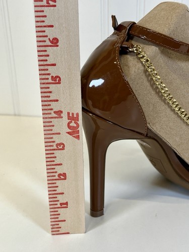 GBG - LA Gold Chain Sexy Stiletto Brown Patent Strappy Open Toe Shoe . Sz. 7M - Picture 7 of 10