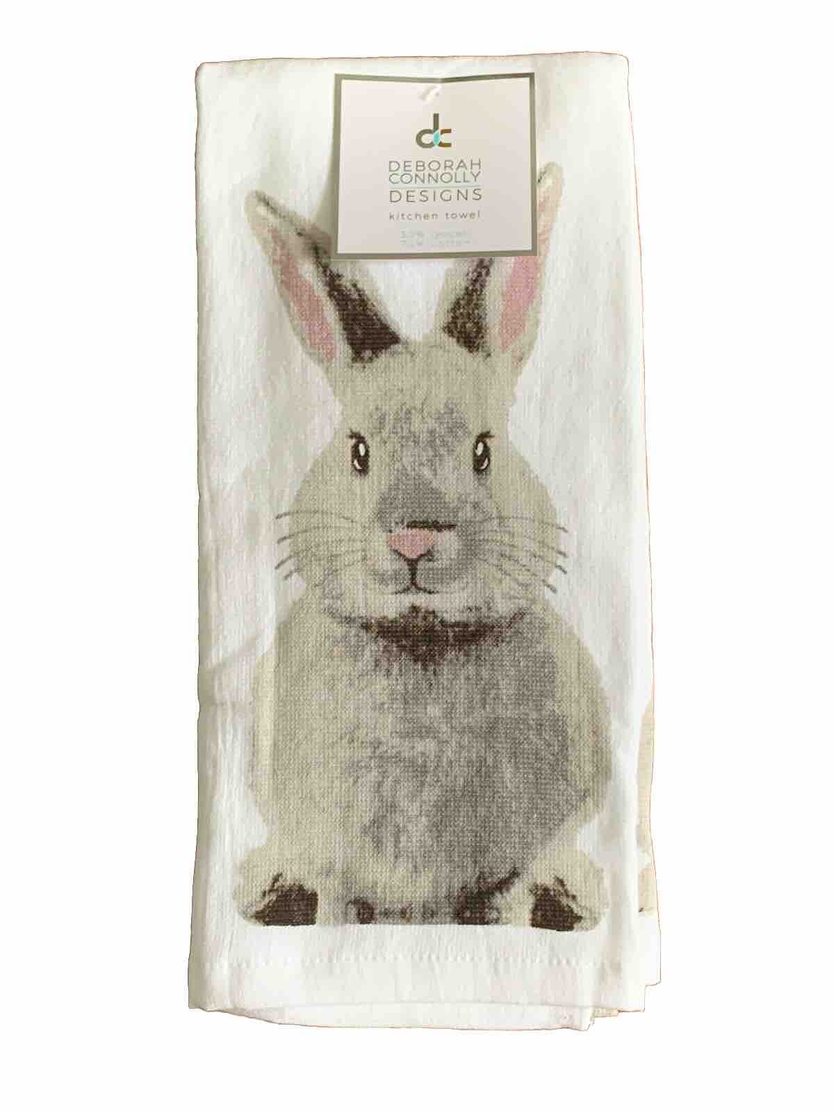 Deborah Connolly Bunny Rabbit Kitchen Towels SET OF 3 NEW Easter Spring