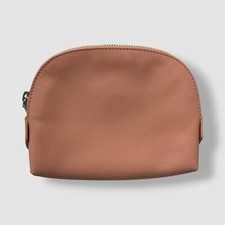 Royce New York Women's Pink Silk Leather Monogrammed Compact Cosmetic Bag