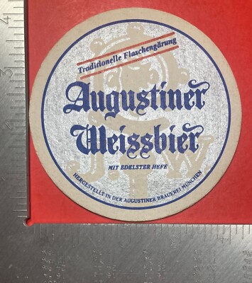 J. W. AUGUSTINER BRAU MUNCHEN 4 INCH ROUND  BEER COASTER