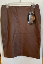 NWT Spiegel Women's Brown 100 Polyester Leather Short Skirt Size 6 Ret. 110.
